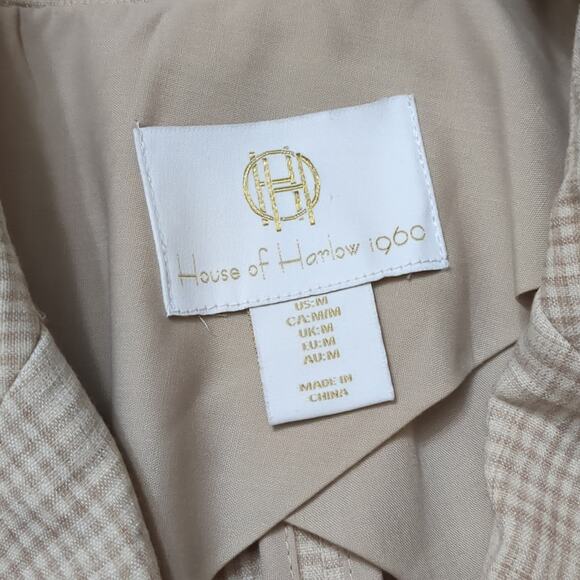 NWOT House of Harlow Women's 1960 Tan and Cream Plaid Double-Breasted Blazer - Picture 7 of 10
